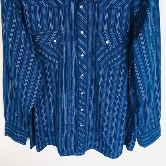 Wrangler Rancher Casual Striped Pearl Snap Shirt - Picture 5 of 10